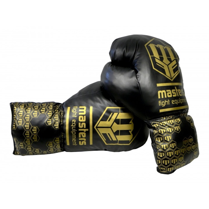 MASTERS FIGHT EQUIPMENT sportkesztyű, fekete arany nyomattal, 50x30x22cm, szett (bal vagy jobb)