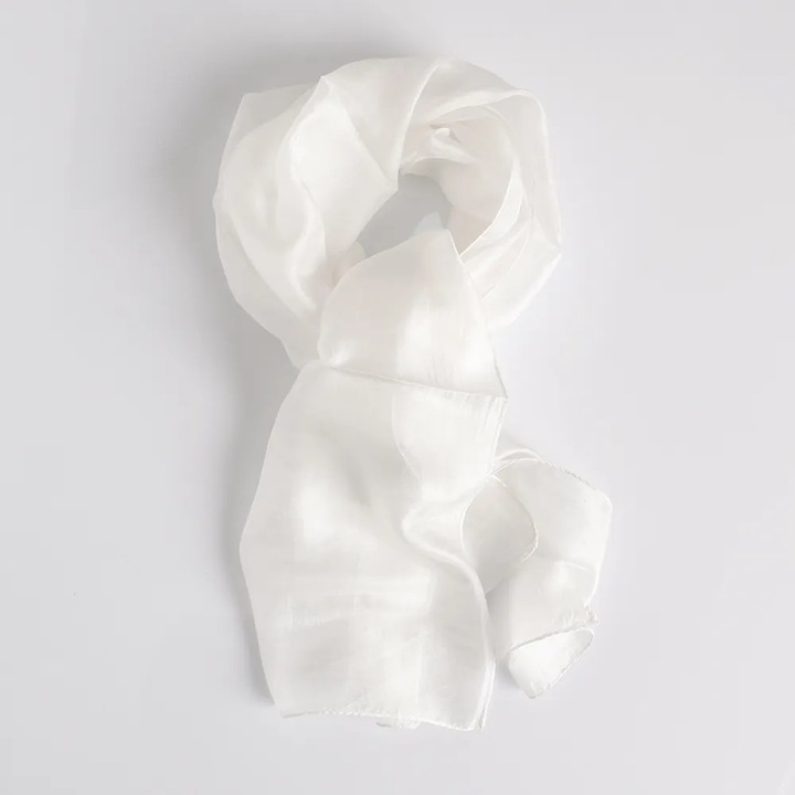 Esarfa alba din matase 30 x 180 cm