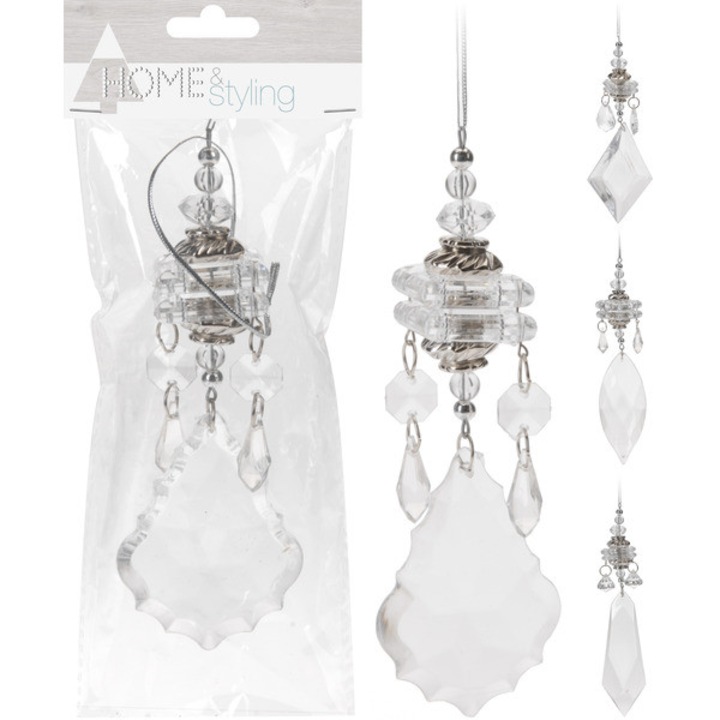 Globuri de Craciun, Koopman, set 3 bucati, acrilic, transparent, 25cm