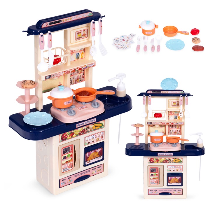 Bucatarie pentru copii, set 10 elemente, efecte sonore si lumini LED, 19x46,5x65 cm