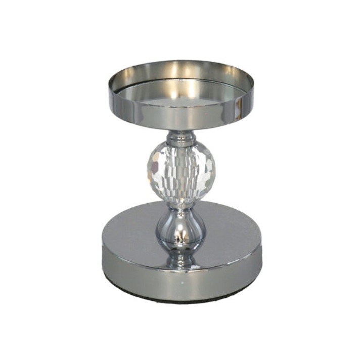 Suport lumanari metalic cu cristal, ED Collection, 12x12x15 cm, design glam