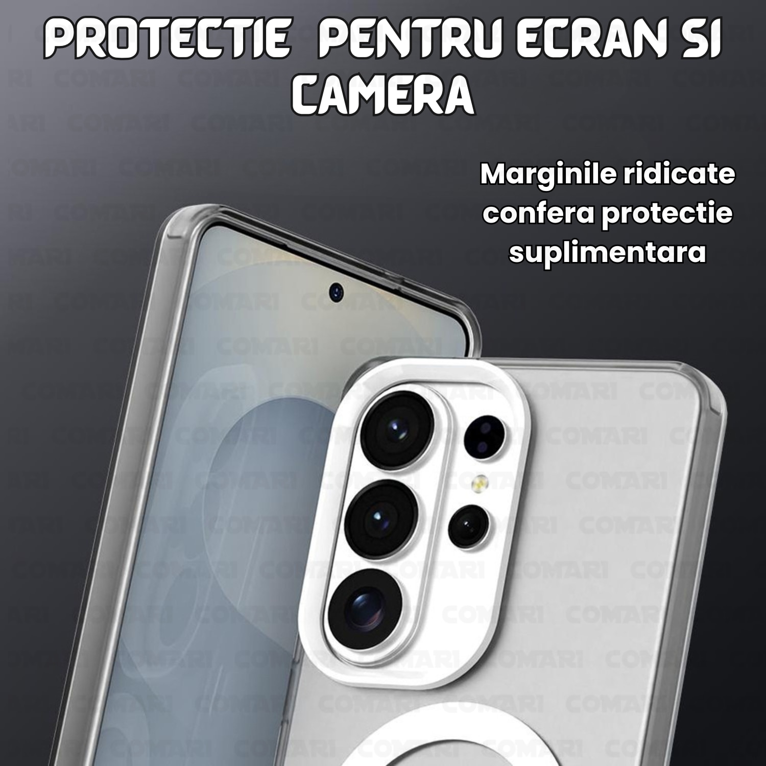 Husa pentru Samsung Galaxy S26 Ultra Comari® CandyMag, compatibila MagSafe, protectie antisoc, laterale ranforsate, finisaj antiamprenta, Alb