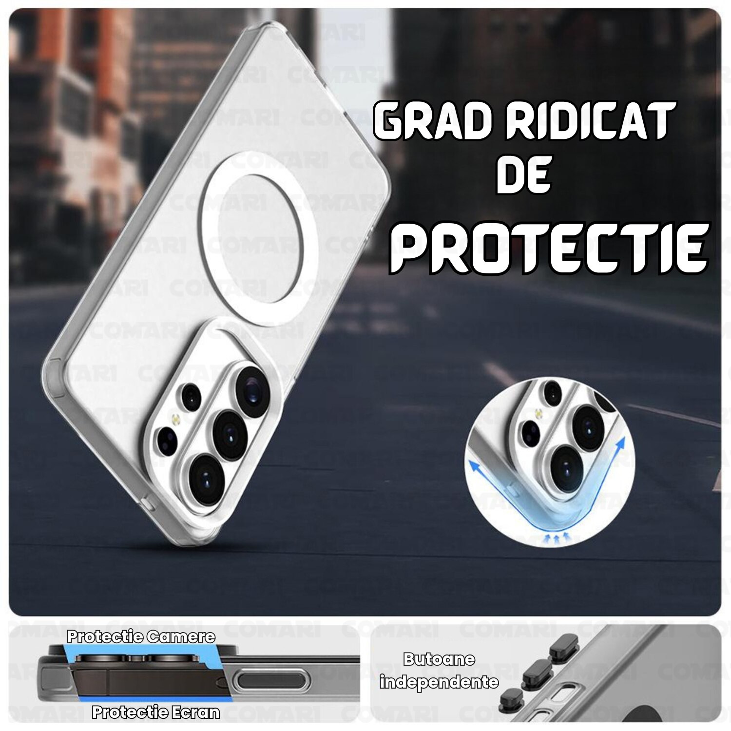 Husa pentru Samsung Galaxy S26 Ultra Comari® CandyMag, compatibila MagSafe, protectie antisoc, laterale ranforsate, finisaj antiamprenta, Alb