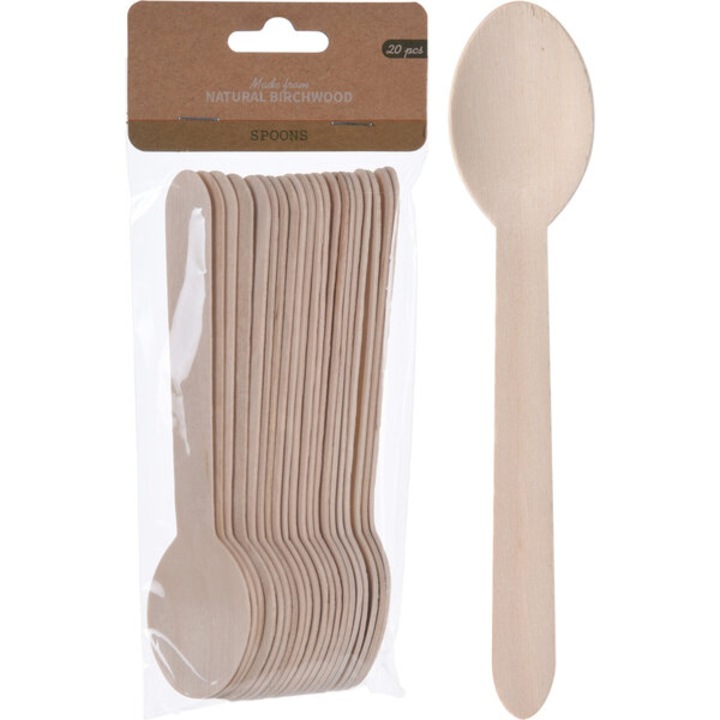 Set 20 linguri din lemn, Koopman, 16cm