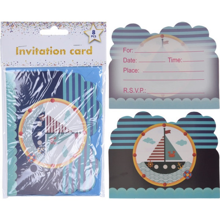 Set 8 invitatii pentru petrecere copii Karabaki, accesorii petrecere, multicolor