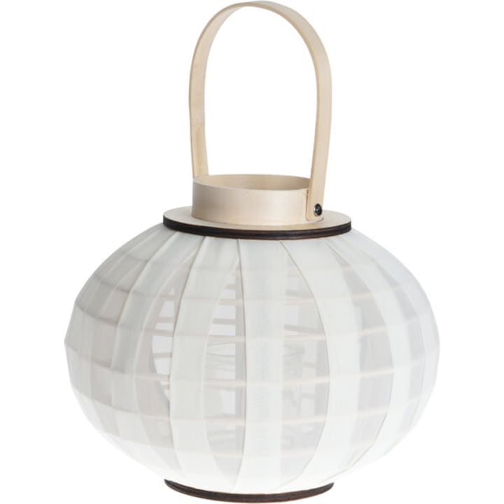 Felinar Koopman, lemn, 25x21cm, alb/natur