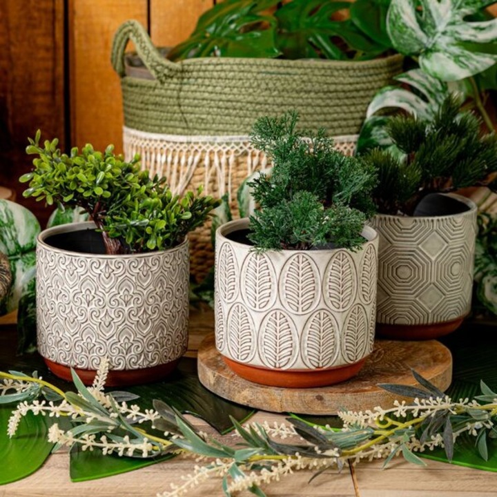 Ghiveci ceramic ED Collection, model Lecce, 5 modele, 13,2x12,5cm, multicolor