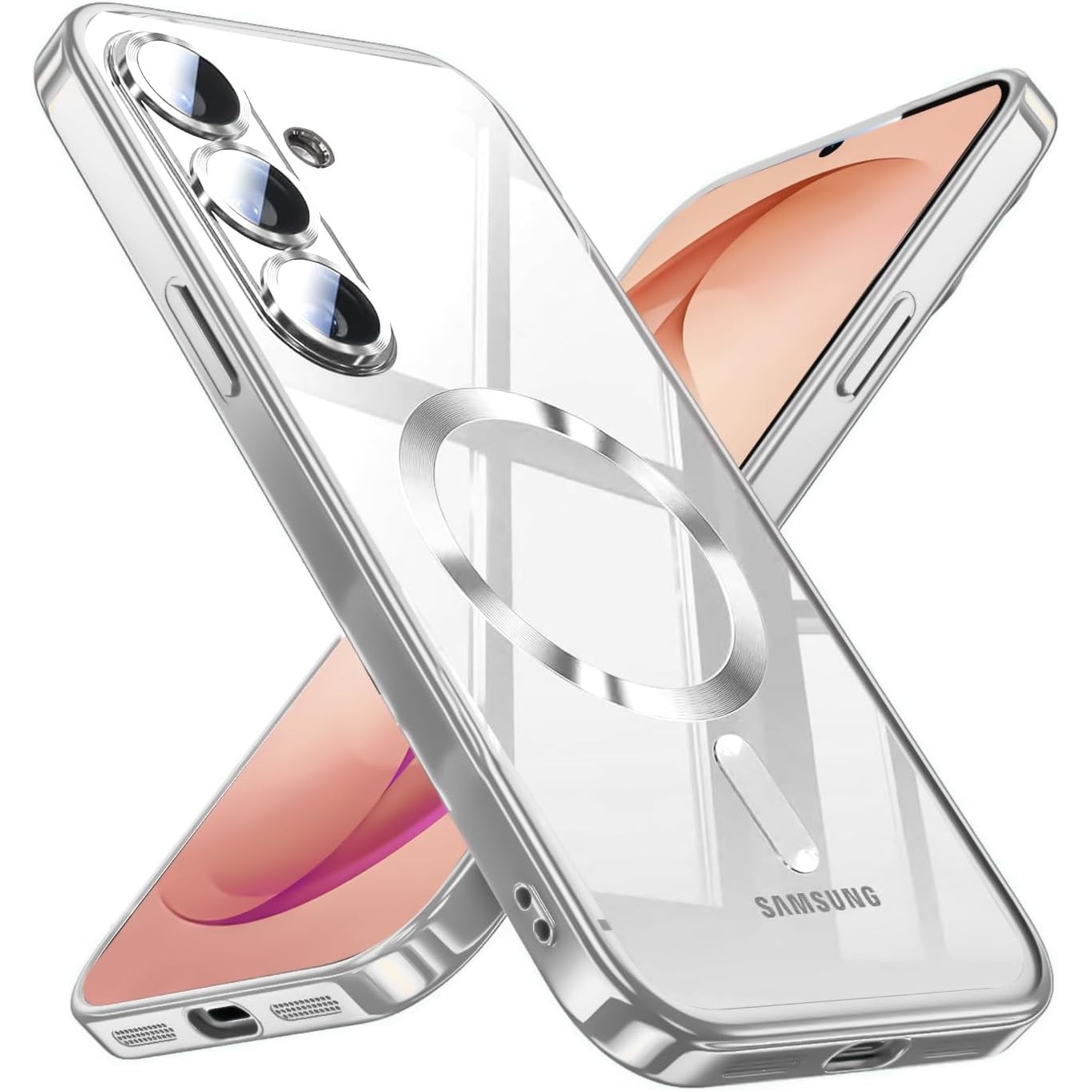 Husa compatibila cu Samsung Galaxy S26, ALC MOBILE, pentru telefon mobil cu protectie pentru camera, Tehnologie MagSafe, rezistenta la socuri, contur Argintiu