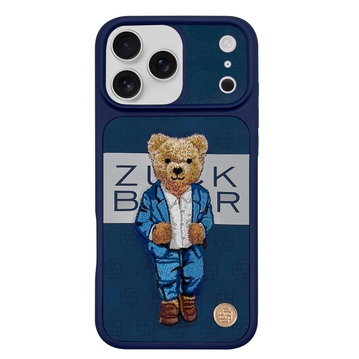 Husa de protecție ZuckBear, piele naturală, bleumarin, 6.9 inci