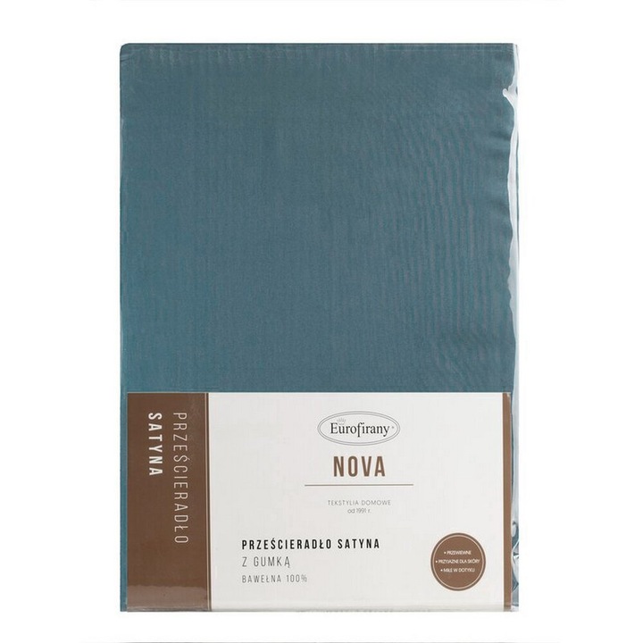 Чаршаф с ластик, Eurofirany, 220x200см, 100% памучен сатен, син