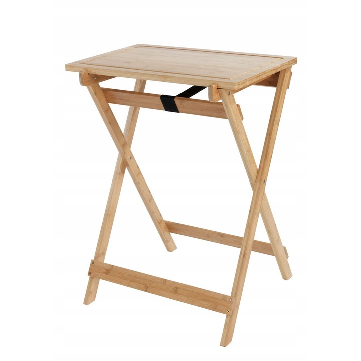 Mese de exterior, Wenko Lugo, masa pliabila din bambus, 60x79x52cm, natura