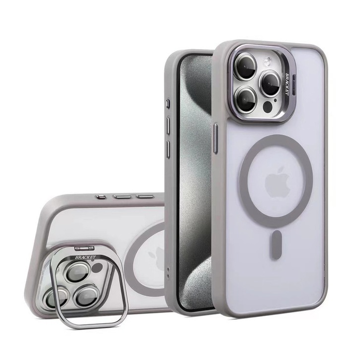 Husa telefon compatibila cu iPhone 13, acrilic, TPU, gri