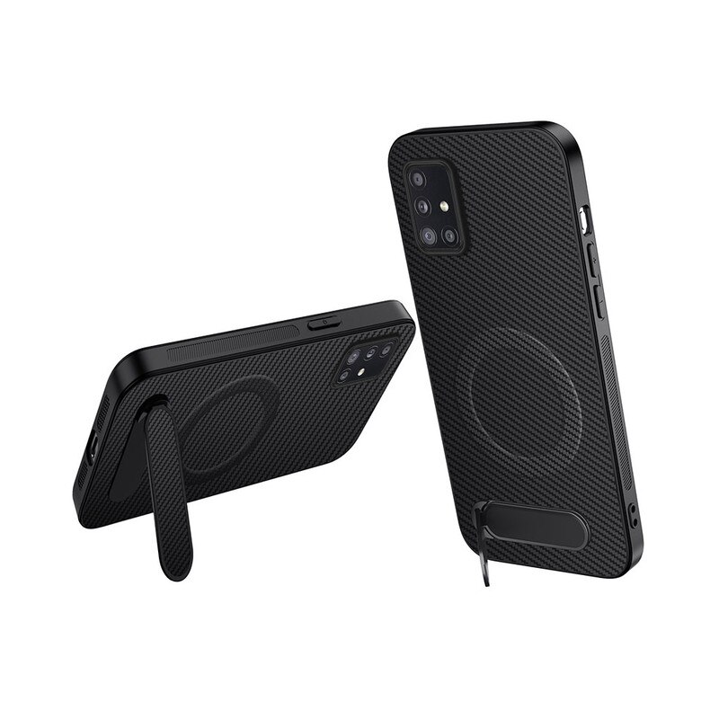 Husa telefon compatibila cu Samsung S24, protectie completa, carbon, suport metalic, incarcare wireless, neagra