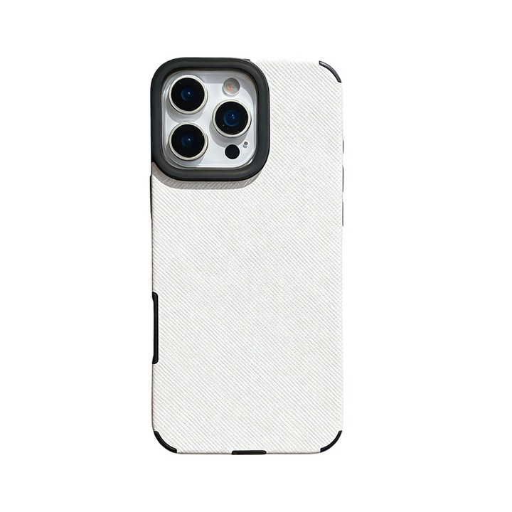 Husa telefon compatibila cu iPhone 15 MagSafe, TPU, finisaj denim, alb