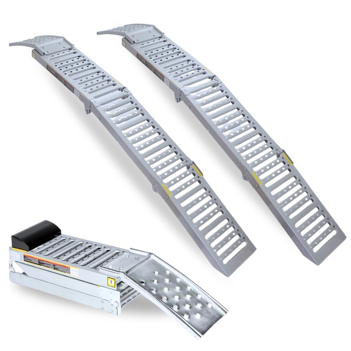 Set 2x Rampe Pliabile din Otel, 200 cm, 250 kg/sa, antiderapante