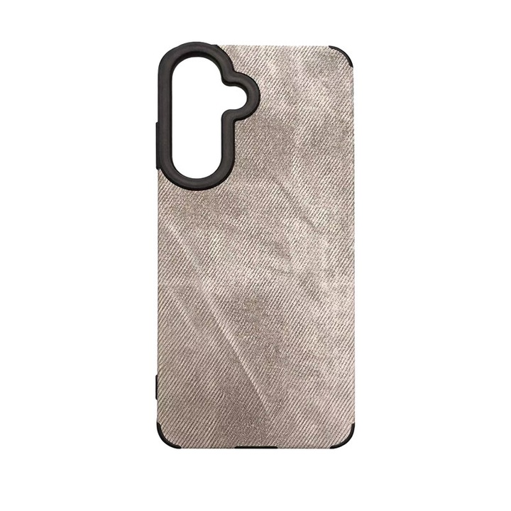 Husa telefon compatibila cu MagSafe, TPU, textura denim, gri, compatibila cu Samsung S24xS25