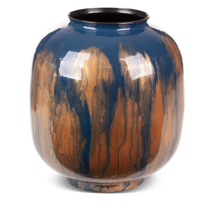 Vaza decorativa Eurofirany KAJA, 30x34cm, albastra, metalica