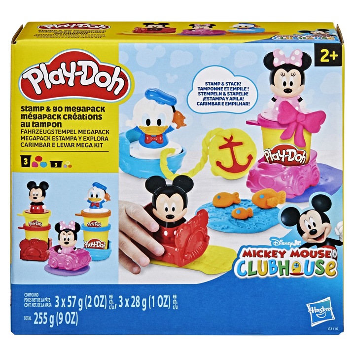 Комплект за игра Hasbro Play-Doh Disney Jr Клубът на Мики Маус, 6 цвята, 3 печата, 2 години