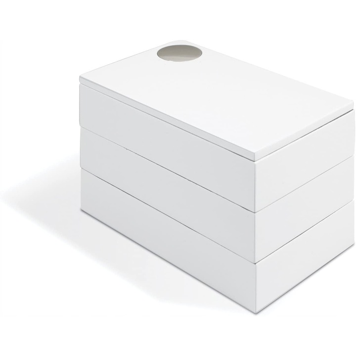 Кутия за бижута Umbra, бяла, 19x11x13см, с 3 чекмеджета