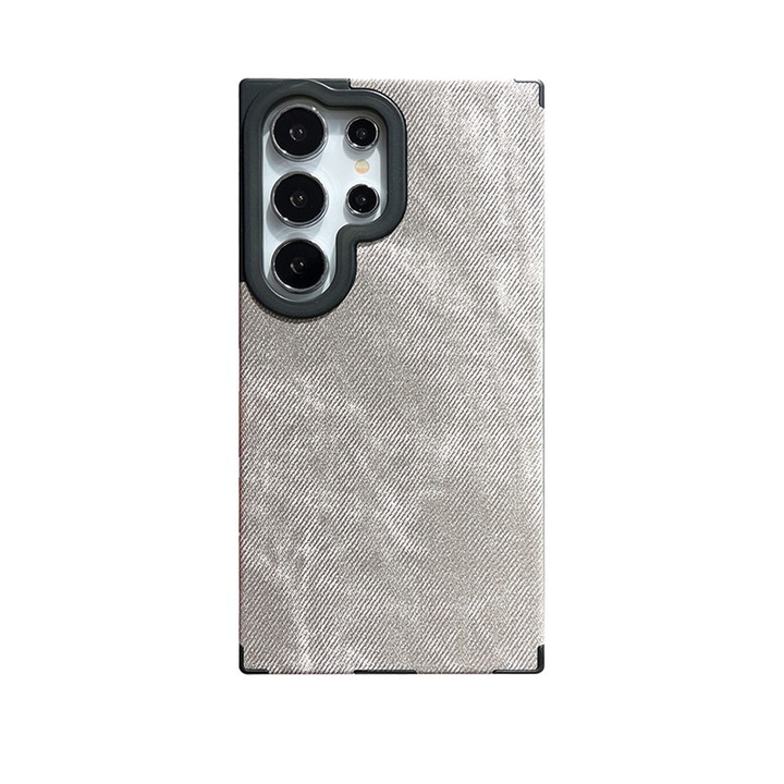 Husa telefon compatibila cu Samsung S24 Ultra, MagSafe, TPU, textura denim, gri