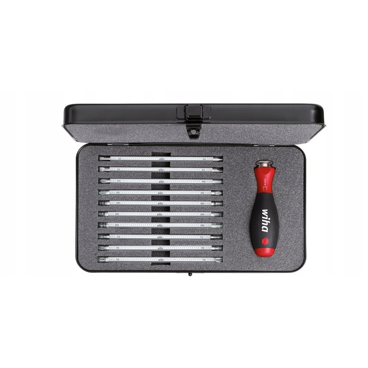 Set de Surubelnite Profesionale Wiha cu 12 Elemente, Otel Crom-Vanadiu-Molibden, Maner SoftFinish, Cutie de Depozitare