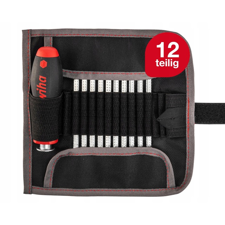 Set surubelnite Wiha SYSTEM 6, 12 piese, cu varfuri interschimbabile, lungime ajustabila, culori diverse