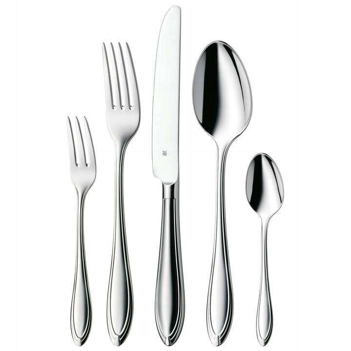 Set tacamuri WMF Verona, 60 piese pentru 12 persoane, inox Cromargan, cutit monobloc, lavabil in masina de spalat vase