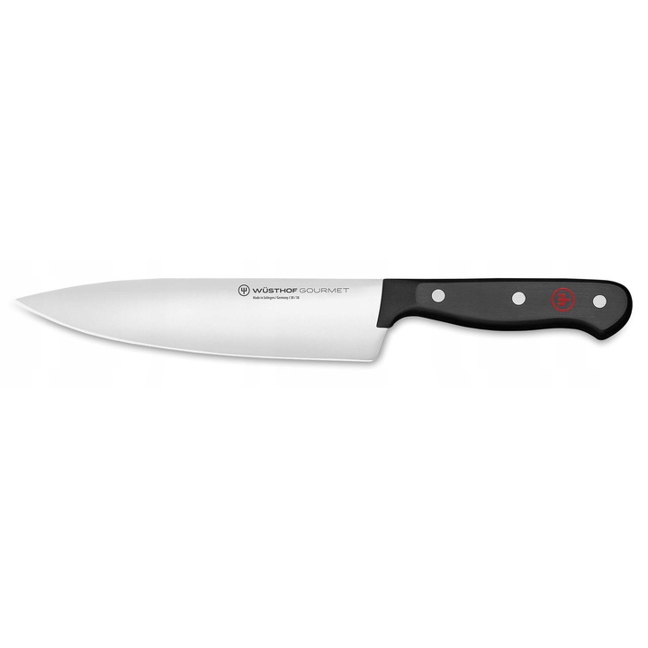 Cutit de bucatarie Wusthof Gourmet 18 cm, argintiu, negru, ultraascutit, ergonomic