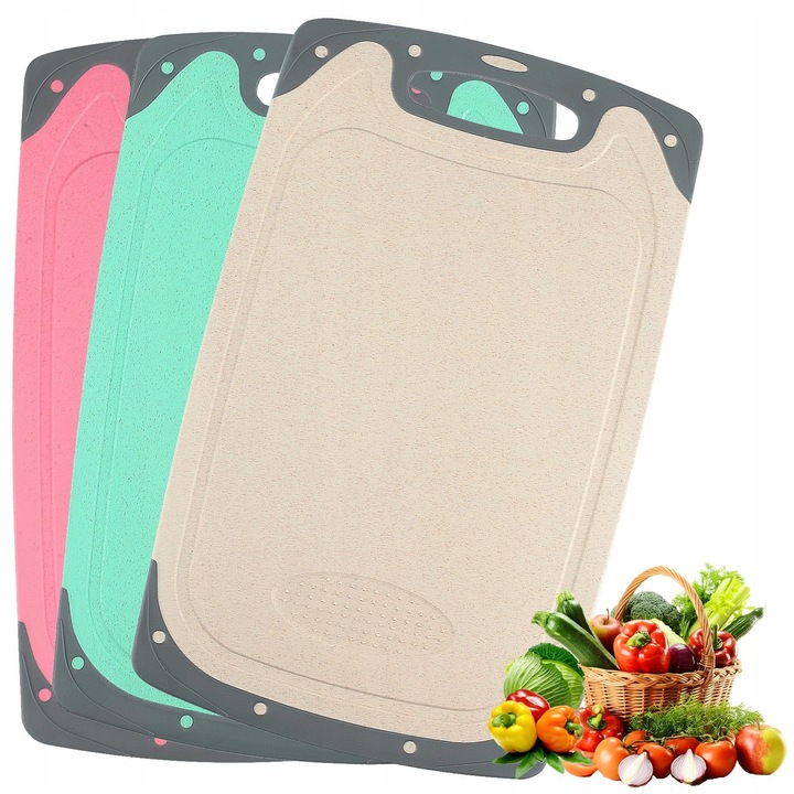 Set 3 Tocatoare de Bucatarie Antiderapante, Plastic, Multicolor, 30x45cm