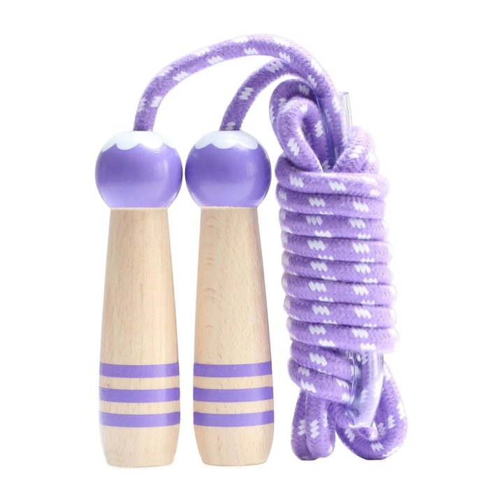 Coarda de sarit pentru copii, design ergonomic, violet, 2.6m, maner din lemn
