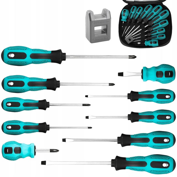 Set 10 Surubelnite Precise Magnetice, 5 Dimensiuni, Otel Crom-Vanadiu, Antiderapante