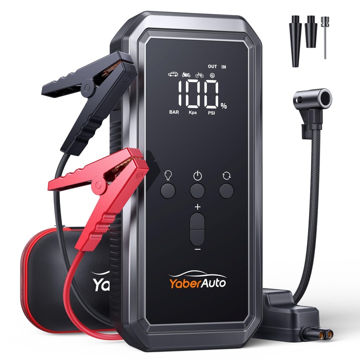 Powerbank YaberAuto YA70 cu compresor 150PSI, 3000A, 21800mAh, LED, multifunctional