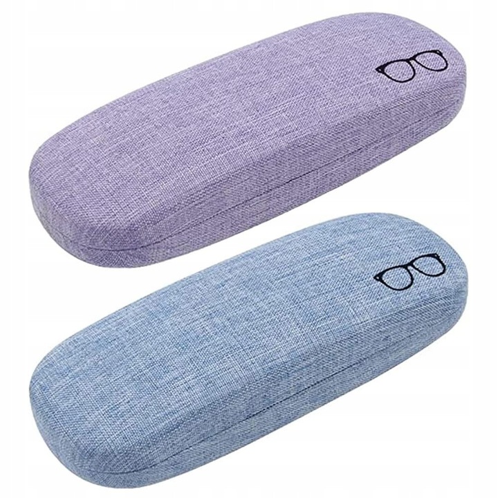Set 2 Tocuri pentru ochelari, design elegant, albastru si violet, dimensiuni 16x6,5x3,3cm
