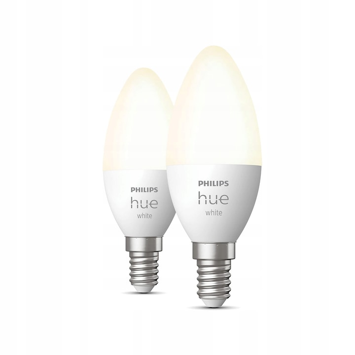 Philips Hue E14 LED крушки 5,5 W, комплект от 2 броя, бели, 470 lm