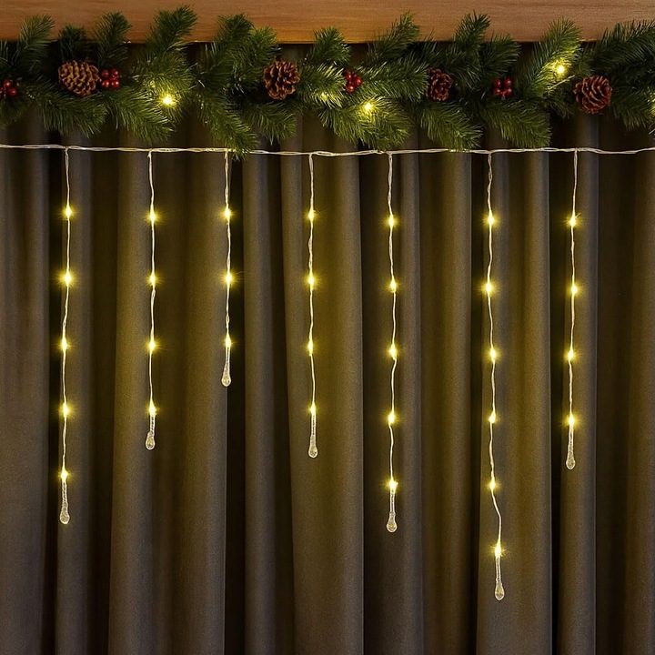 Girlanda luminoasa, 5m, 2,4x0,7m, 8 moduri, timer, decorare interioara si exterioara