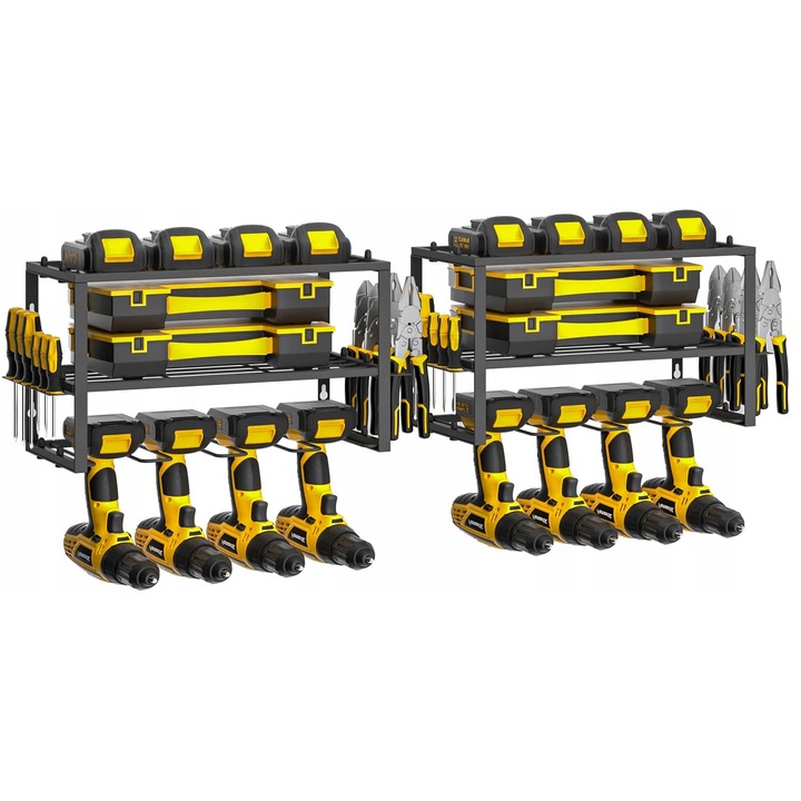 Szerszámszervező, 3 szintes, 4 fúrótartó, 2 db-os készlet, 83.8x20.3x24.4cm, többszínű