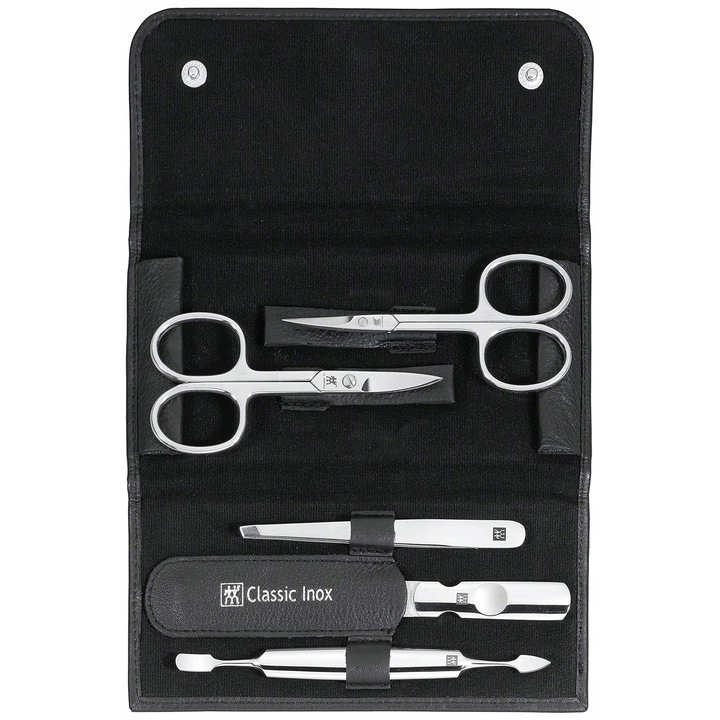 Комплект от 5 части за грижа за нокти, Zwilling, INOX, черен, 16,5x9x3см