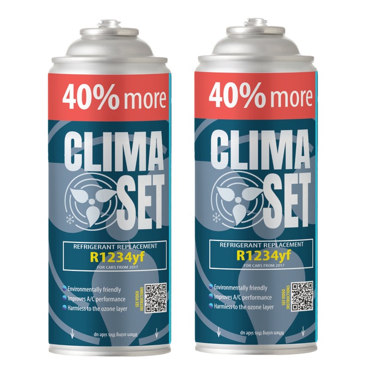 Set 2x Pusca R1234yf 470g ClimaSet, agent frigorific, compatibil cu sisteme de climatizare