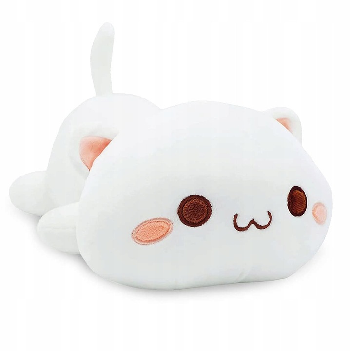 Pisica de plus 40cm, jucarie de plus, alb, pentru copii