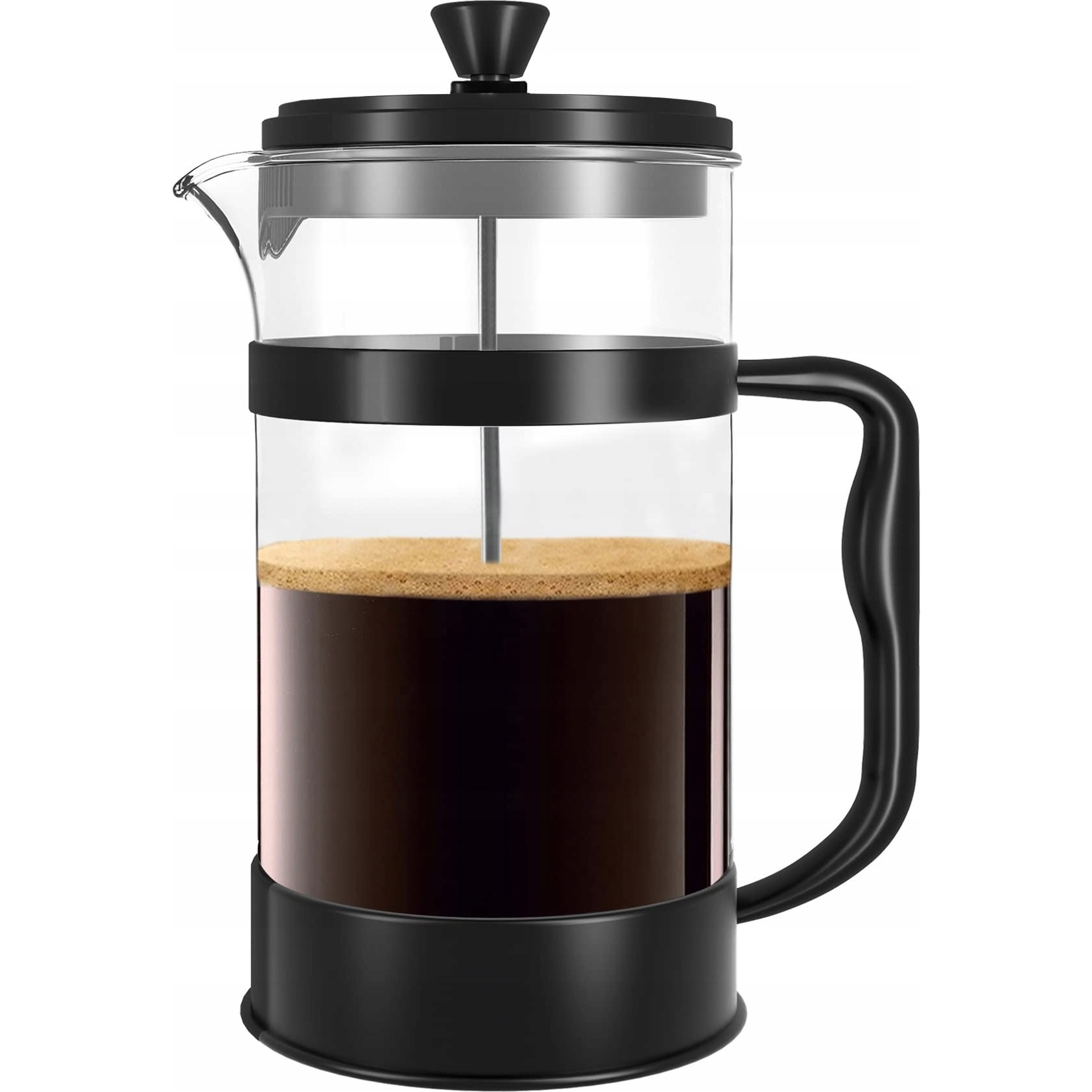 Cafetiere Kichly, 1000ml, neagra, set cu lingura de masurare, din sticla borosilicata