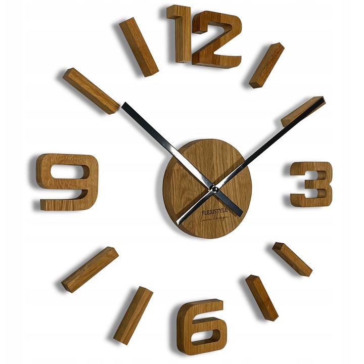 Dekoratív óra, FLEXISTYLE, Love Design, 50-75cm, natúr tölgy, nagyon csendes mechanizmus