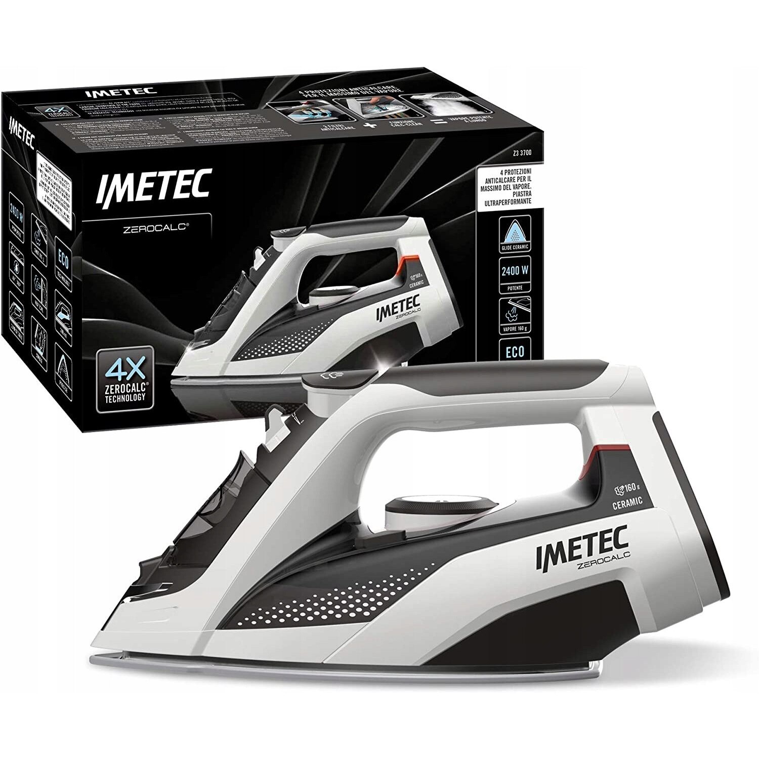 Fier de calcat Imetec ZeroCalc Z1, 2200 W, talpa ceramica, 27,6x12,5x13,5cm