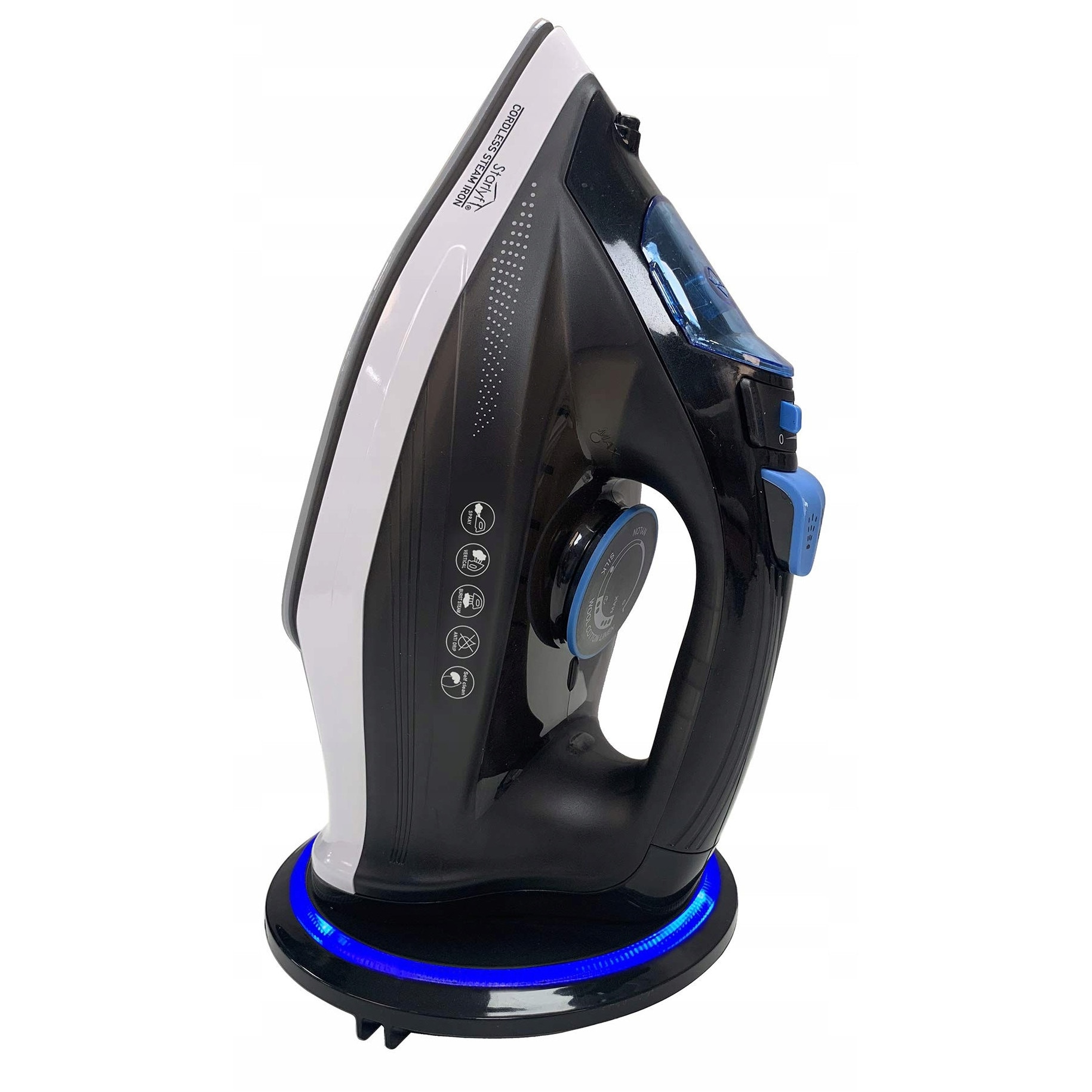 Fier de calcat fara fir Starlyf, 2400 W, placuta ceramica, abur vertical, capacitate rezervor 320 ml, negru