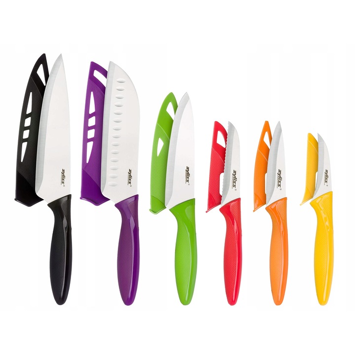 Set de cutite Zyliss 6 piese, din otel inoxidabil, ergonomic, antiaderent