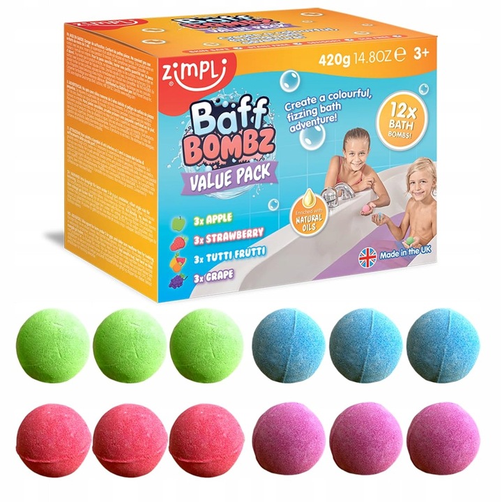 Set 12 Bombe de baie Zimpli Kids, Multicolor, 3.9x4x5.3cm