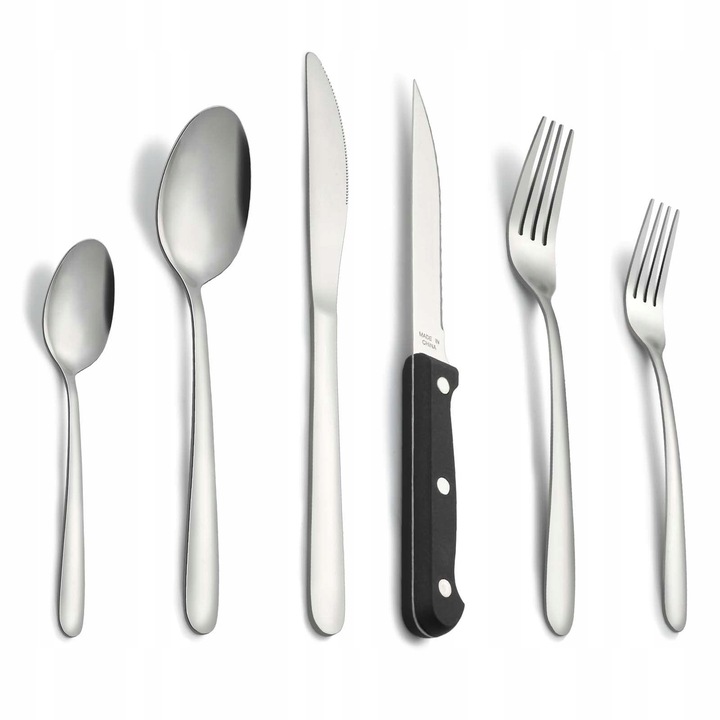Комплект прибори за хранене от 72 части, с нож за пържоли, неръждаема стомана, за 12 души