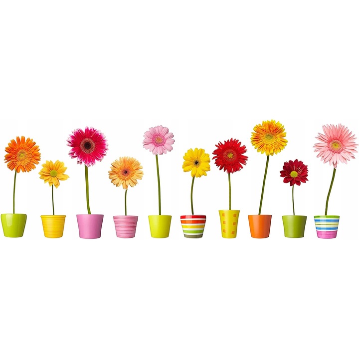 Set de Stickere Decorative pentru Feronerie, Flori in Ghiveci, 10 modele, Multicolor, 15,5x22,5cm