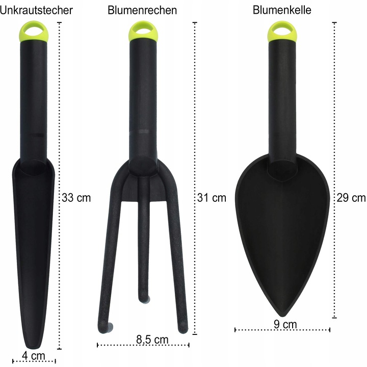Set unelte gradinarit Com-four, mini, 100g, negru