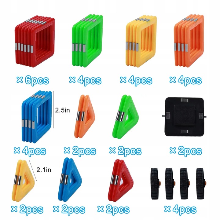 Set de constructie magnetice ZHANGXIN, 38 blocuri, culori diverse, pentru copii 3-8 ani