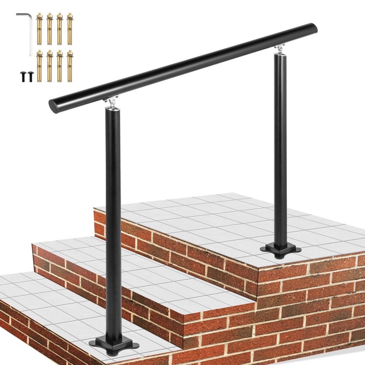 Balustrada exterioara pentru scari, VEVOR, 91.4 cm, 34 inch, aluminiu, negru, ajustabil 0-60 grade, capacitate 75 kg